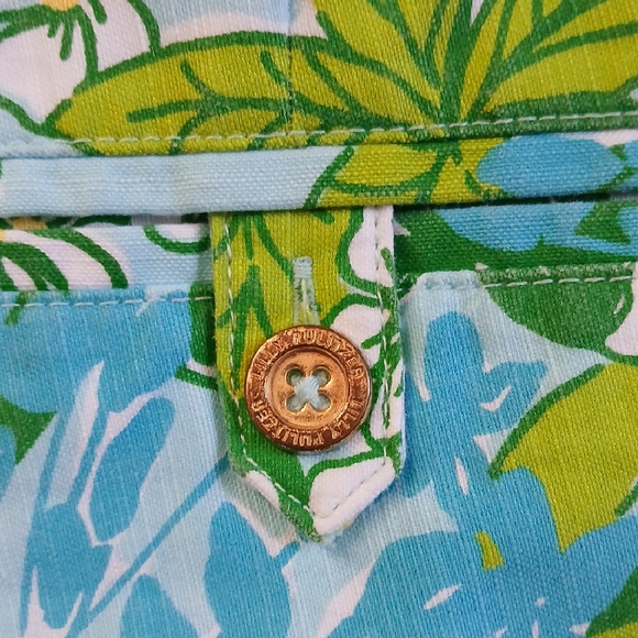 Lilly Pulitzer Blue and Green Tropical Pants Inseam 25 Length 35 - Picture 6 of 7